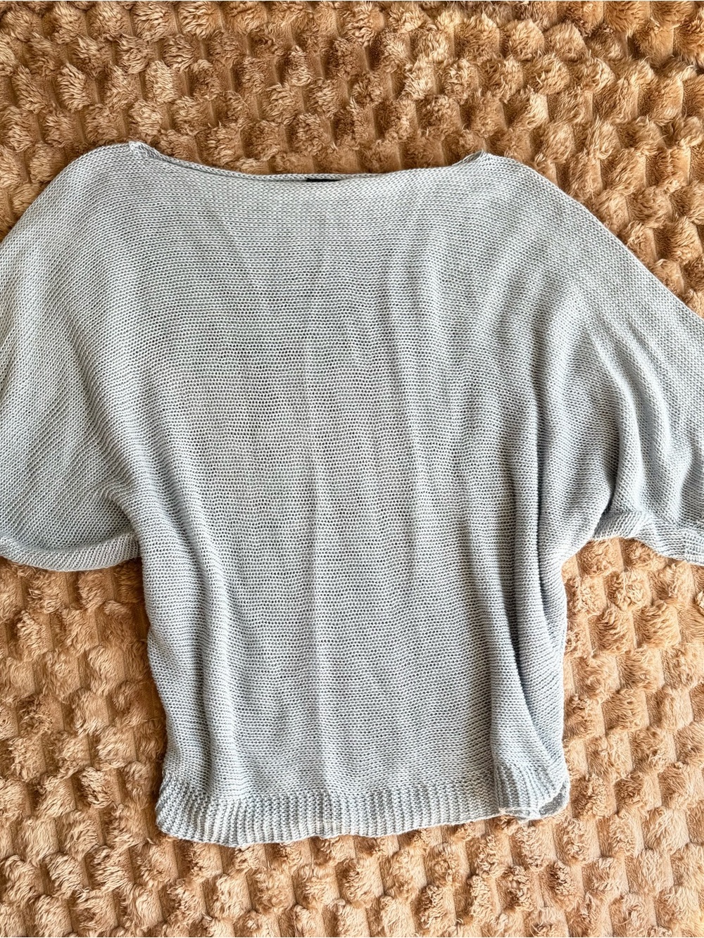 Bella Amore Sweater Light Blue Made in Italy Open Knit Short Sleeve Top